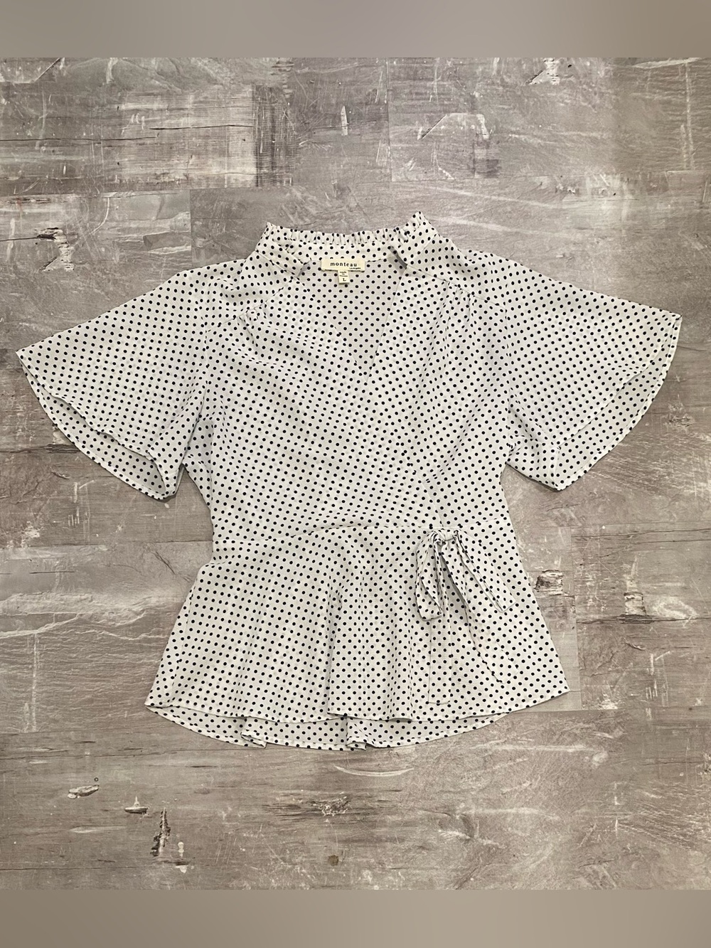 Monteau White Blouse with Black Polka Dots - Runs Small